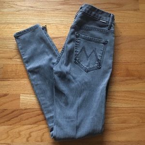 Mother denim high waisted gray skinny jeans sz 24